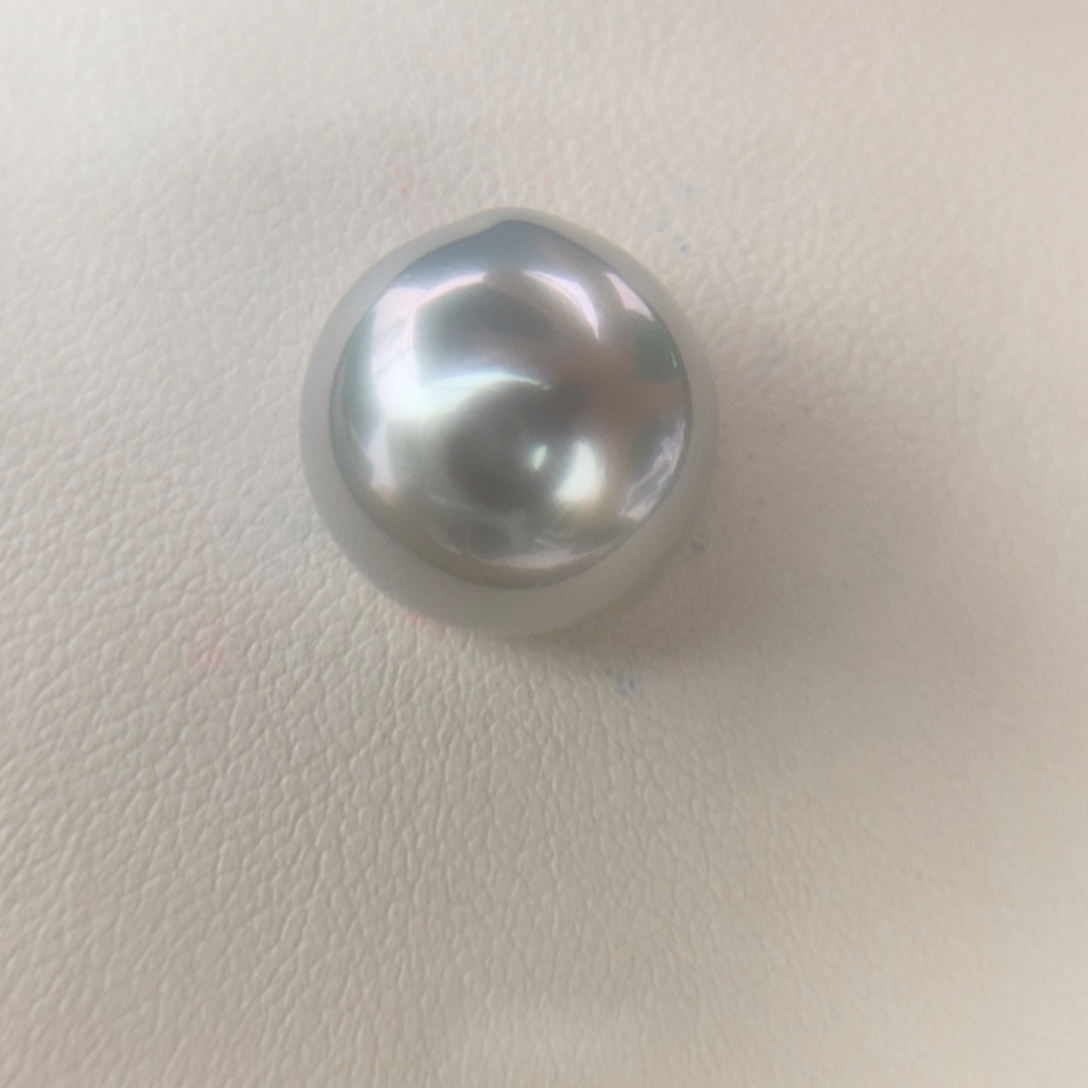 未镶嵌海水珍珠吊坠14.3mm近正圆澳白银蓝伴彩极强光