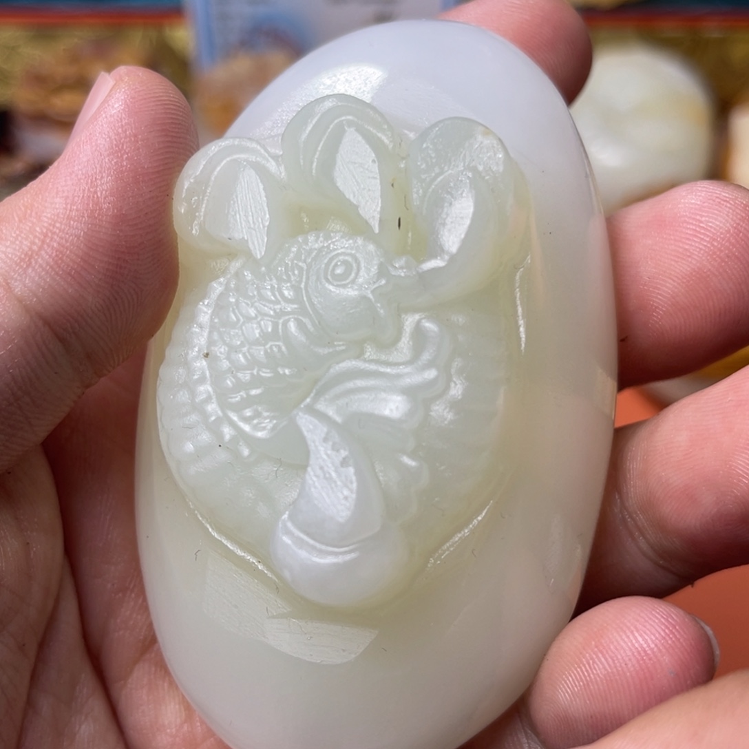 石材天然方解石手把件不退换微瑕