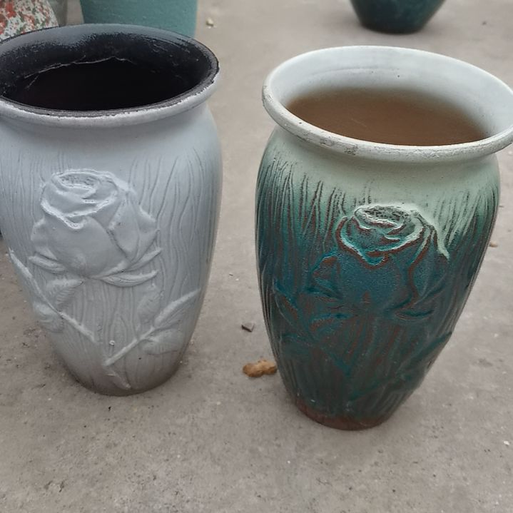 红陶口15高25两个盆