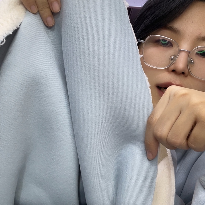 混纺蓝色复合羊羔绒2米