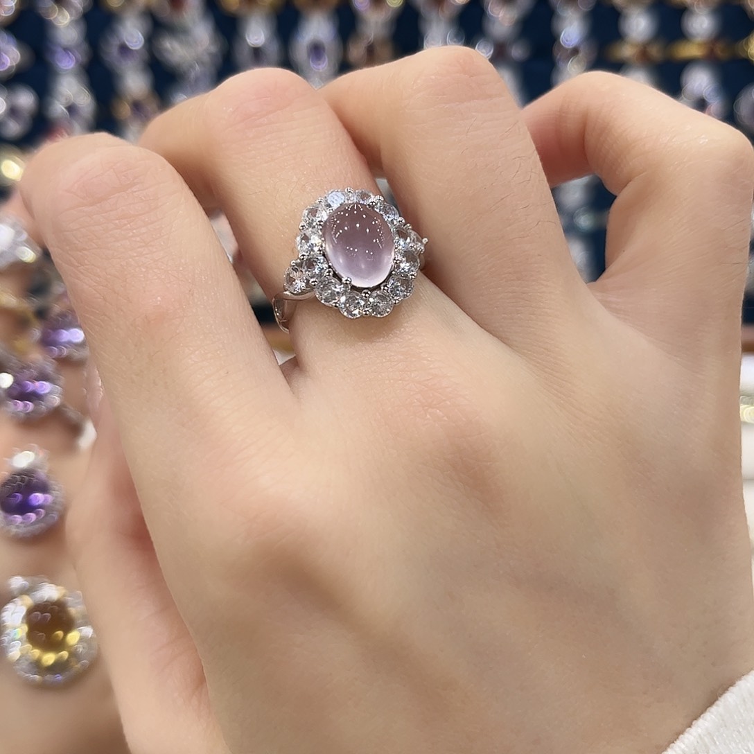 萤石女款银S925镶嵌戒指