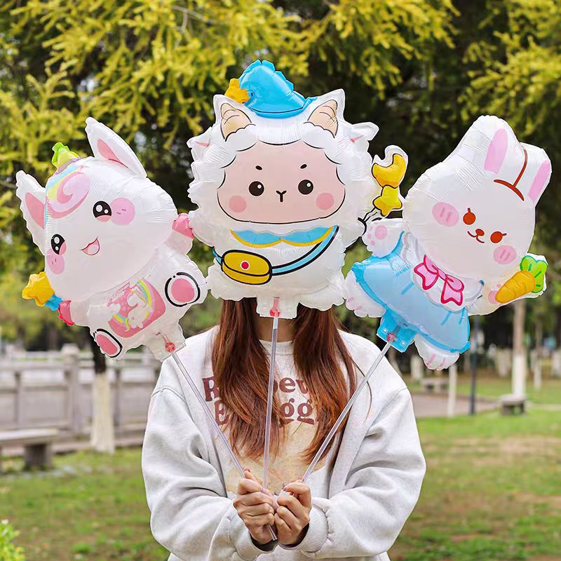 【新款】动物卡通夹片铝膜球公园街卖儿童生日聚会装饰场景