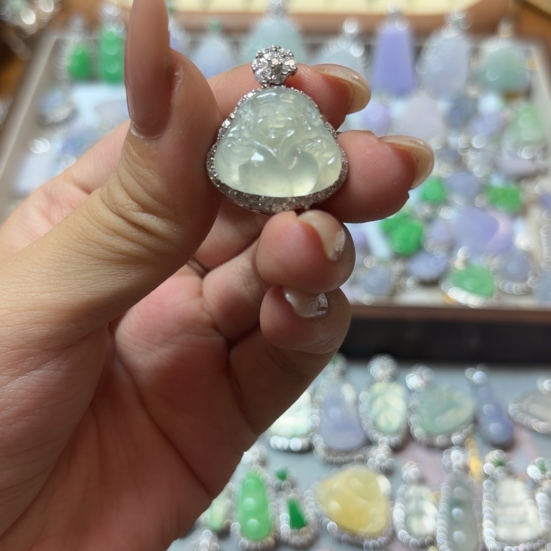 翡翠银S925镶嵌吊坠(不含链)