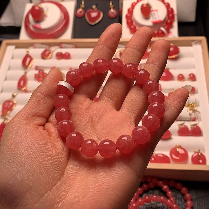 菱锰矿（红纹石）手绳未镶嵌新*