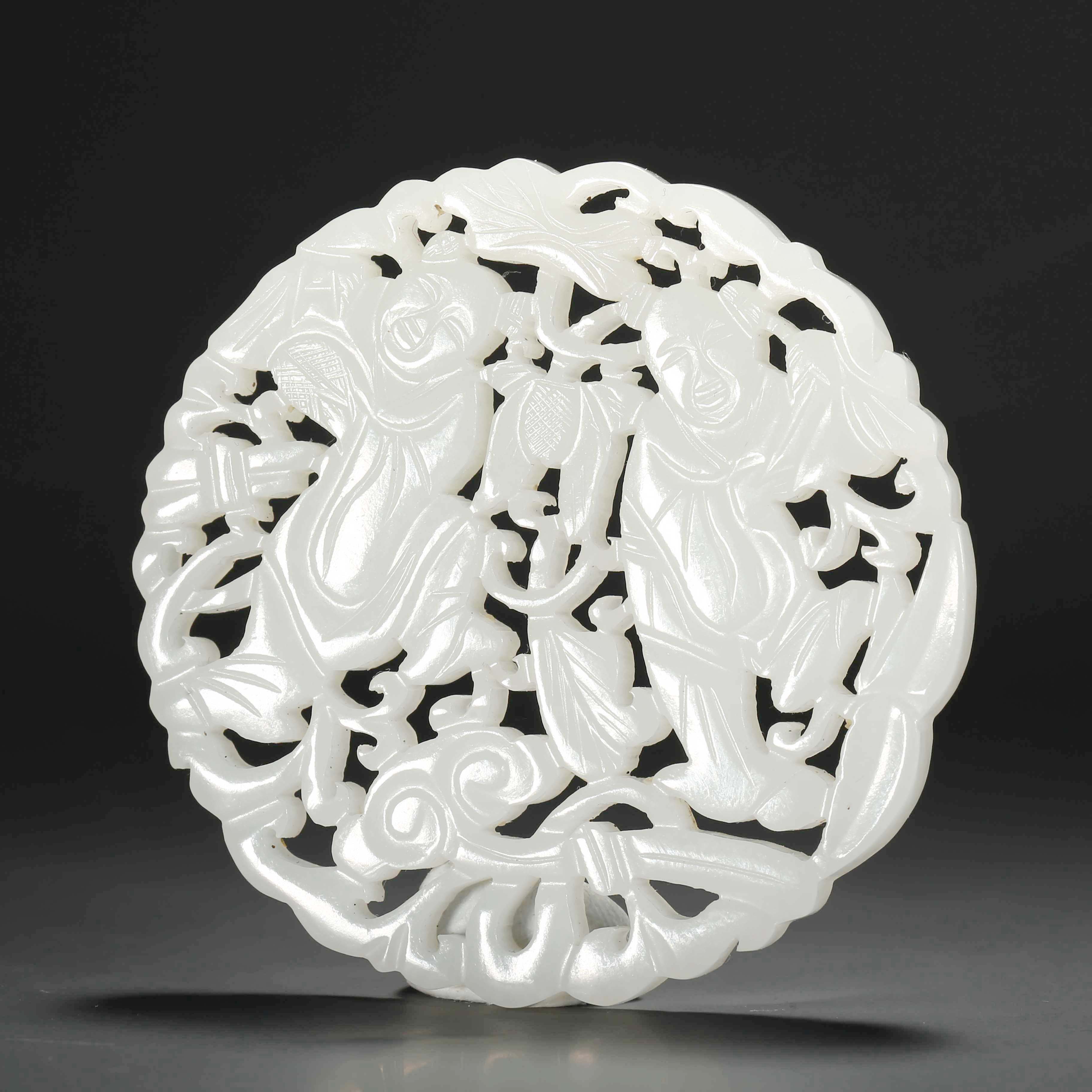 【济文阁】JZP25011158清代 和合二仙白玉佩