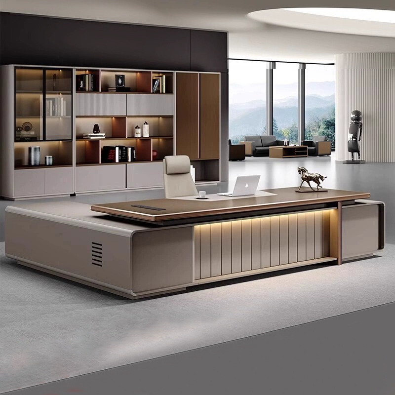 轻奢高级感老板桌办公桌简约现代领导办公室家具总裁经理桌椅组合