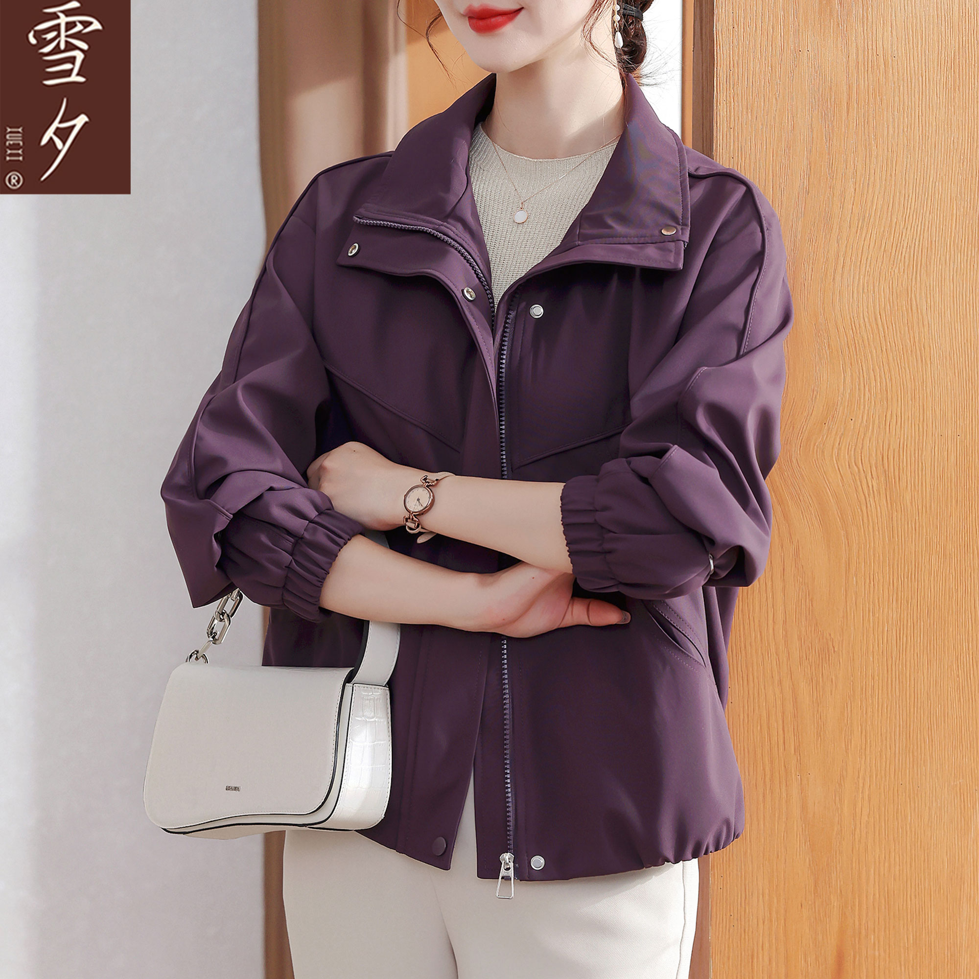 妈妈秋装外套洋气风衣2025新款中老年女装时尚春秋季夹克上衣50岁