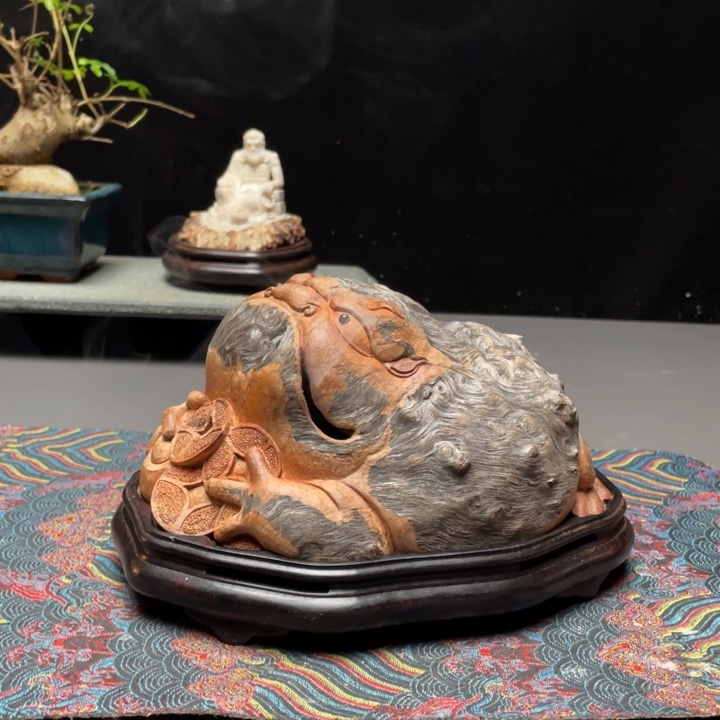 石***布香榧木荔枝木金蟾香炉