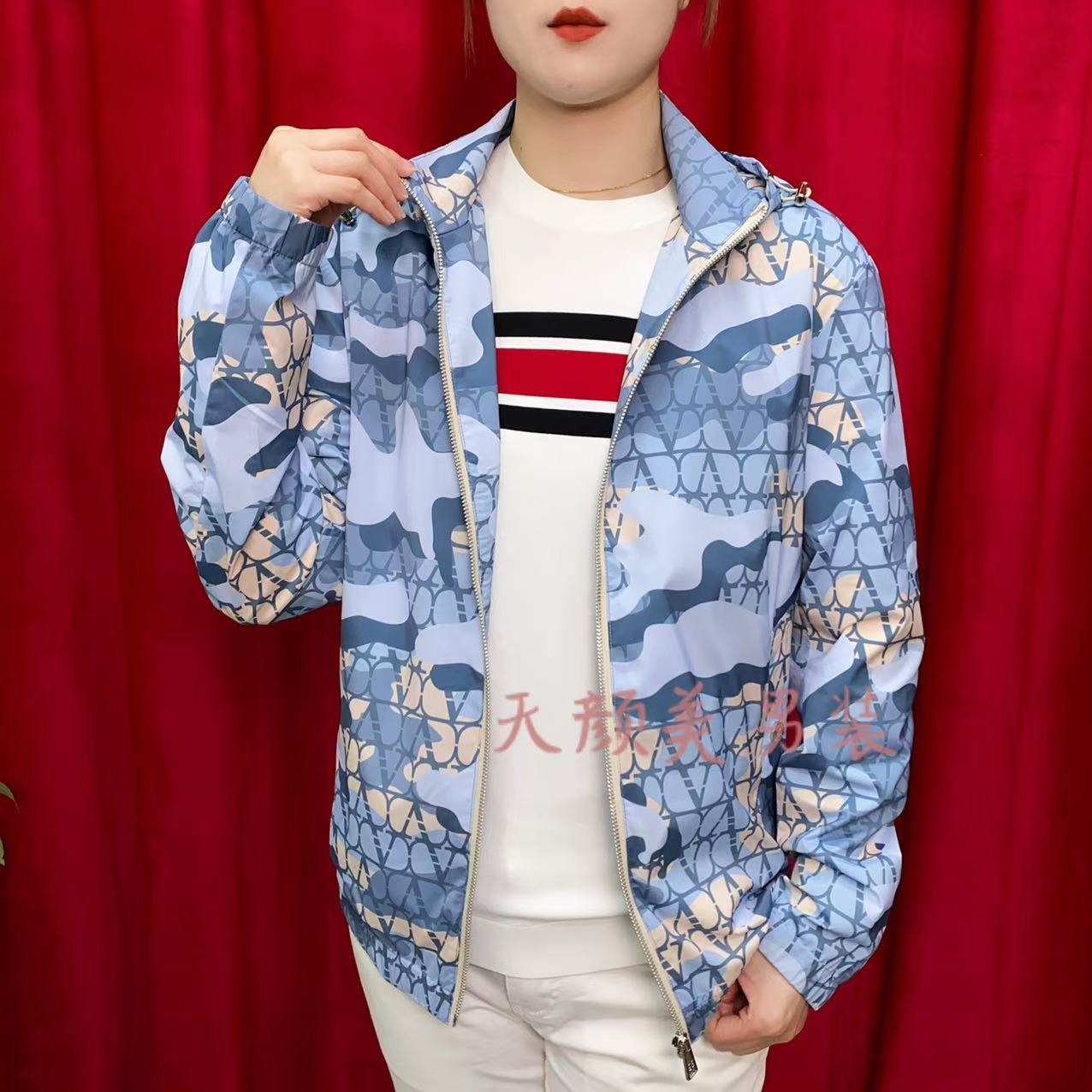 欧货男士春季新品潮流连帽可拆卸花色休闲时尚男装夹克外套66657