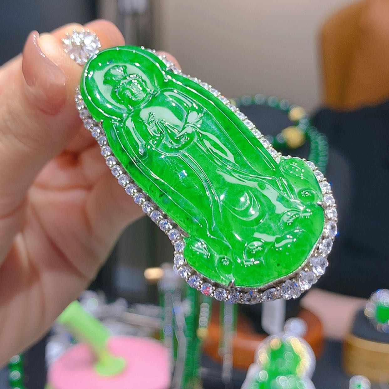 【闪购商品】翡翠银S925镶嵌颈饰5柒姐