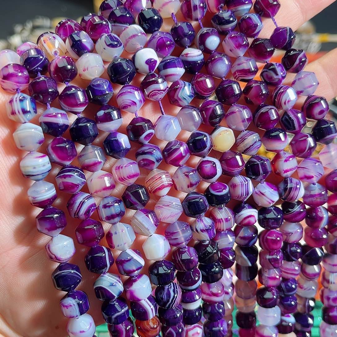 玛瑙/玉髓未镶嵌珠宝半成品紫玛瑙路路通10mm