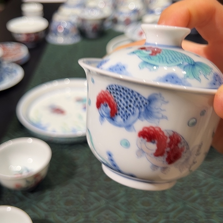 尖****南子君堂青花斗彩釉里红