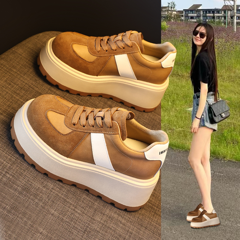 0969-1厚底内增高8cm时尚运动休闲鞋女2025秋季新款松糕软底板鞋