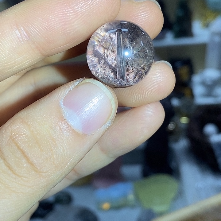 颈饰未镶嵌水晶天然幽灵球 17 m+ 通孔 福利 原皮原矿 不退换