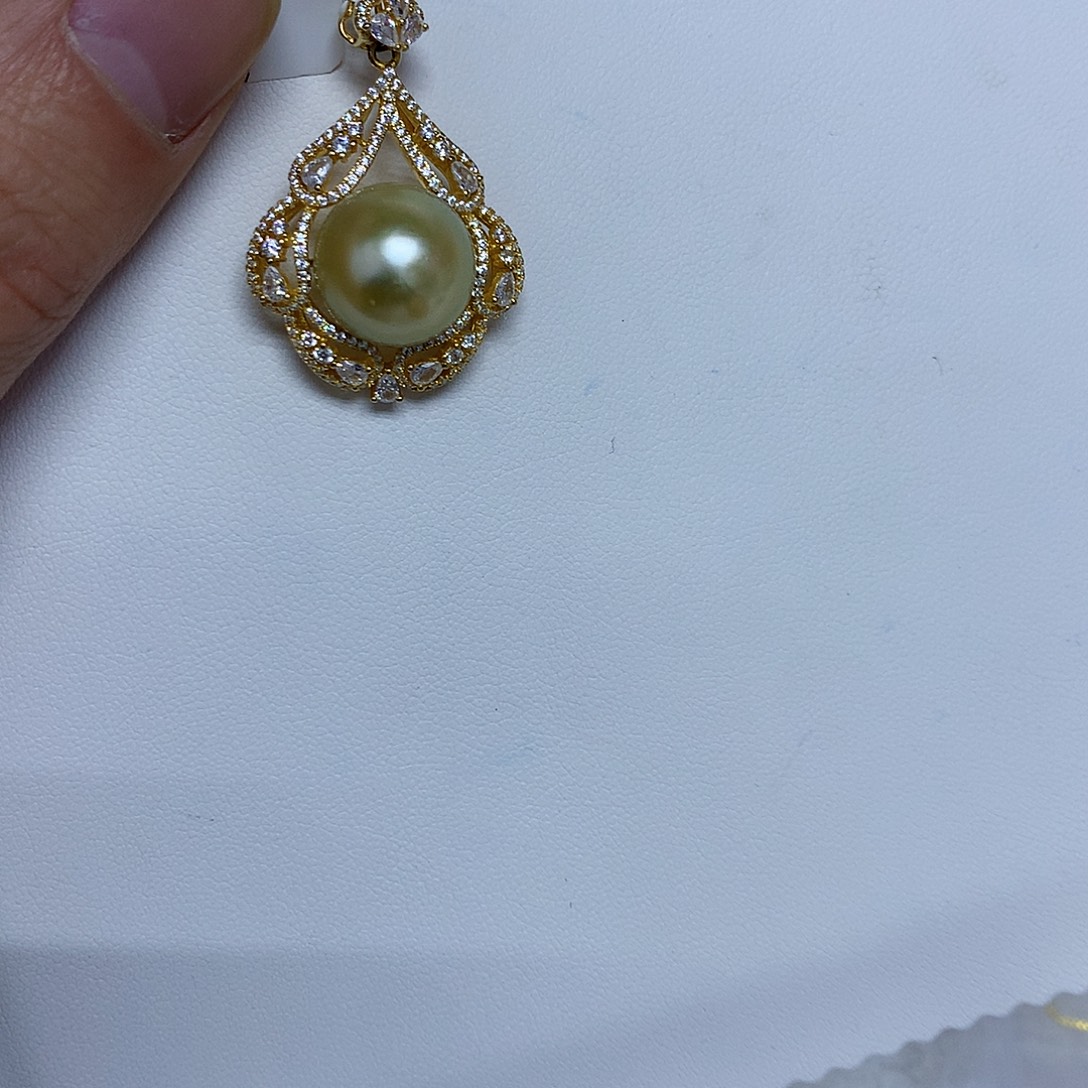 吊坠(不含链)银S925镶嵌海水珍珠13-14