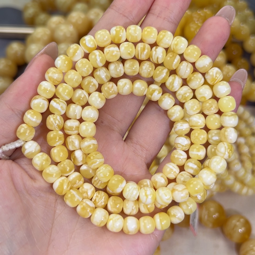 手链琥珀未镶嵌24.5瓷白虎皮