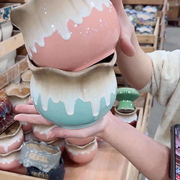 有孔.凑满10元发货多肉陶瓷花盆！