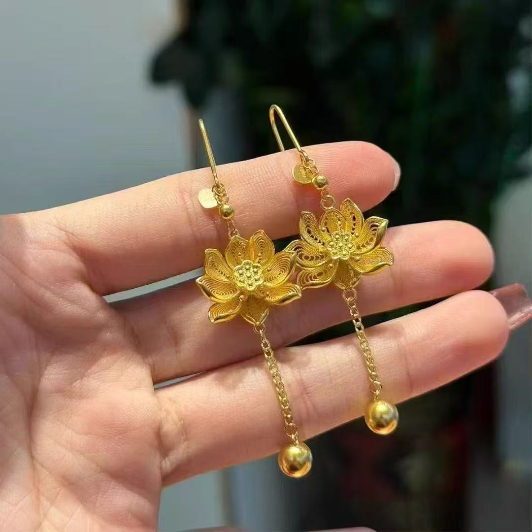 【小梦优选】足金999匠心莲花耳饰5克zip