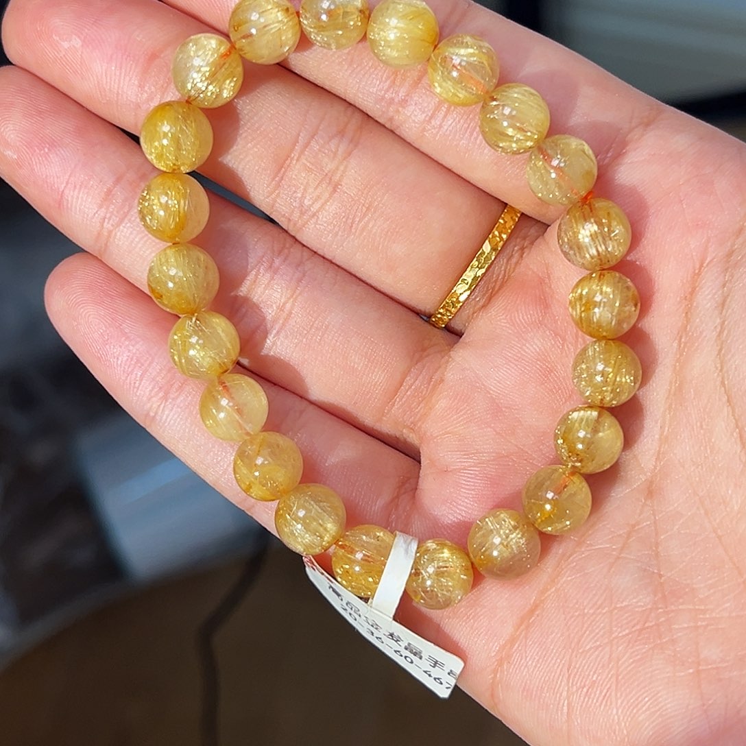 水晶未镶嵌手串天然金发晶