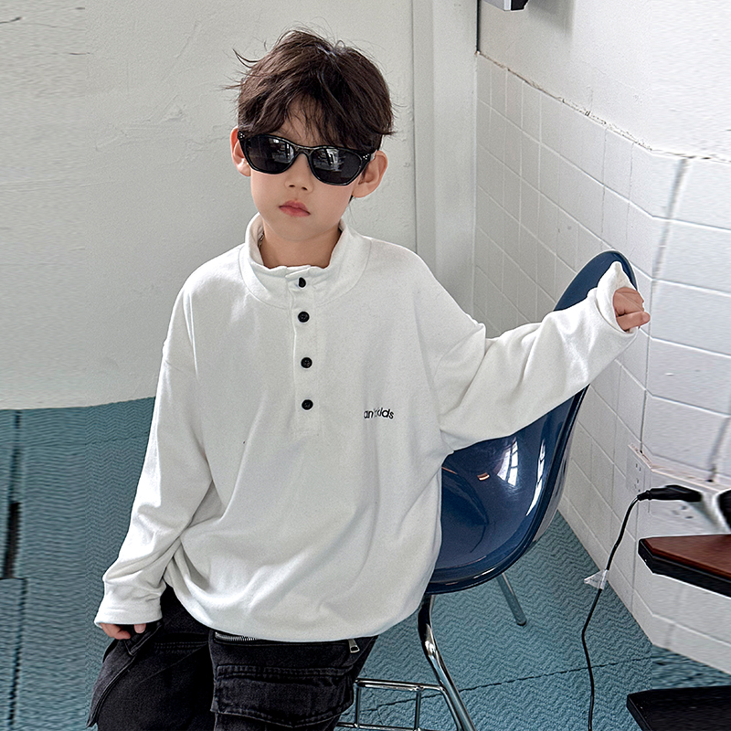 Yonsea云稚童装男童卫衣冬新款韩系儿童洋气立领长袖T恤加厚德绒