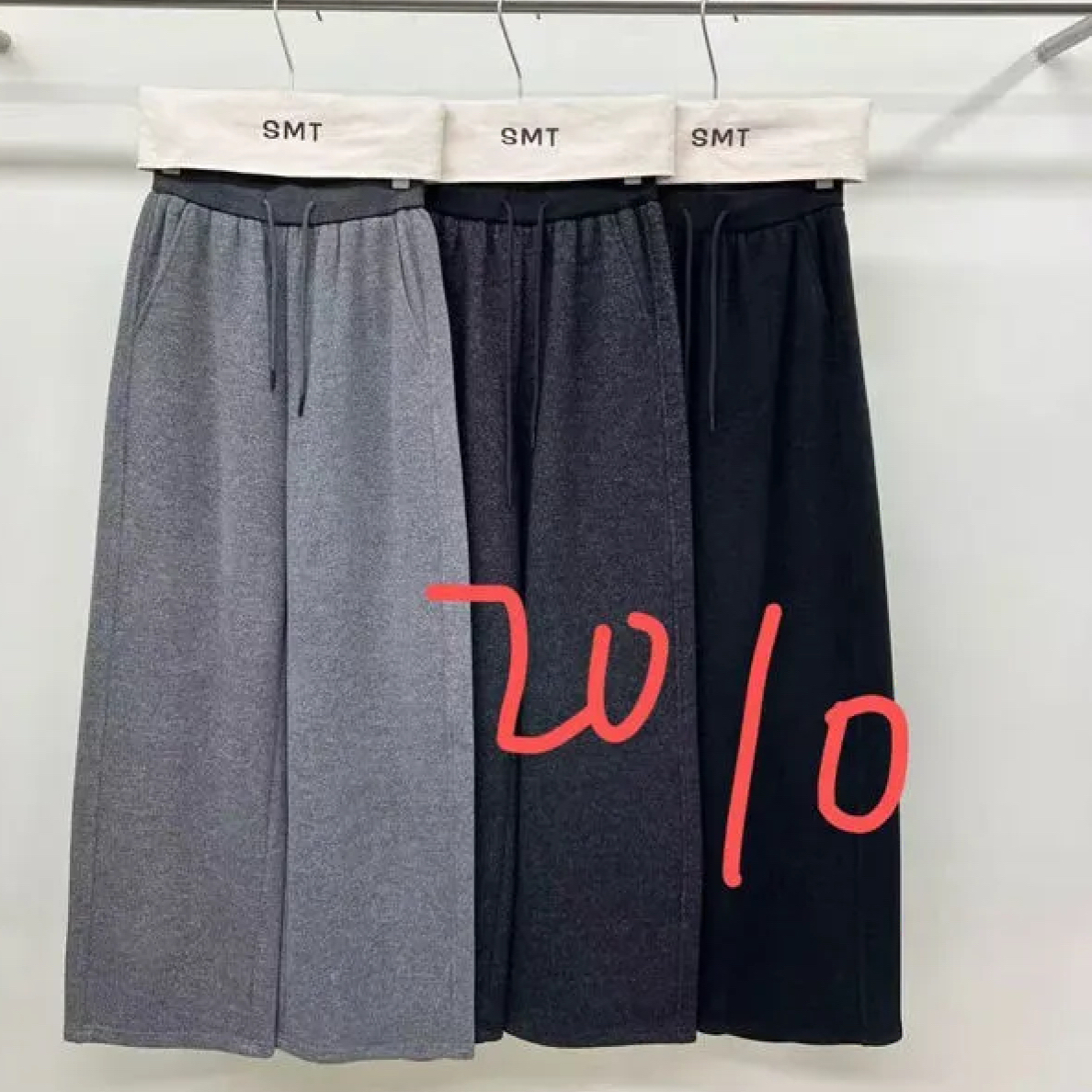 高腰纯色加绒加厚老钱风毛呢弯刀阔腿休闲长裤女秋冬款