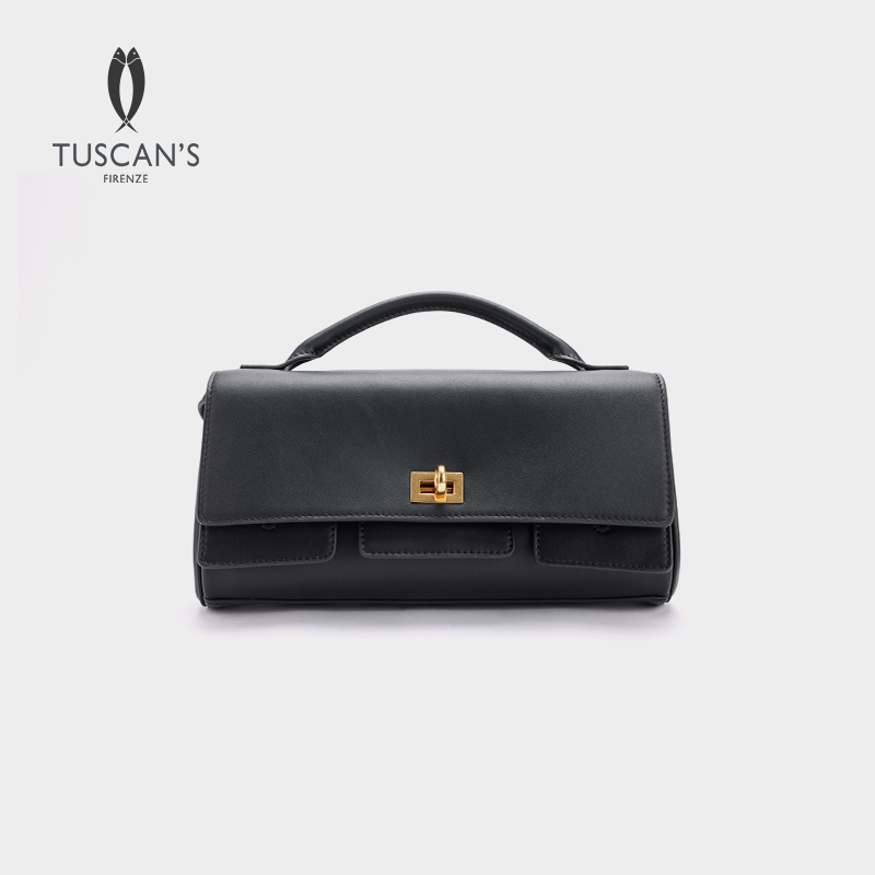 TUSCAN'S简约小众设计款手提包真皮牛皮单肩斜挎包时代双鱼