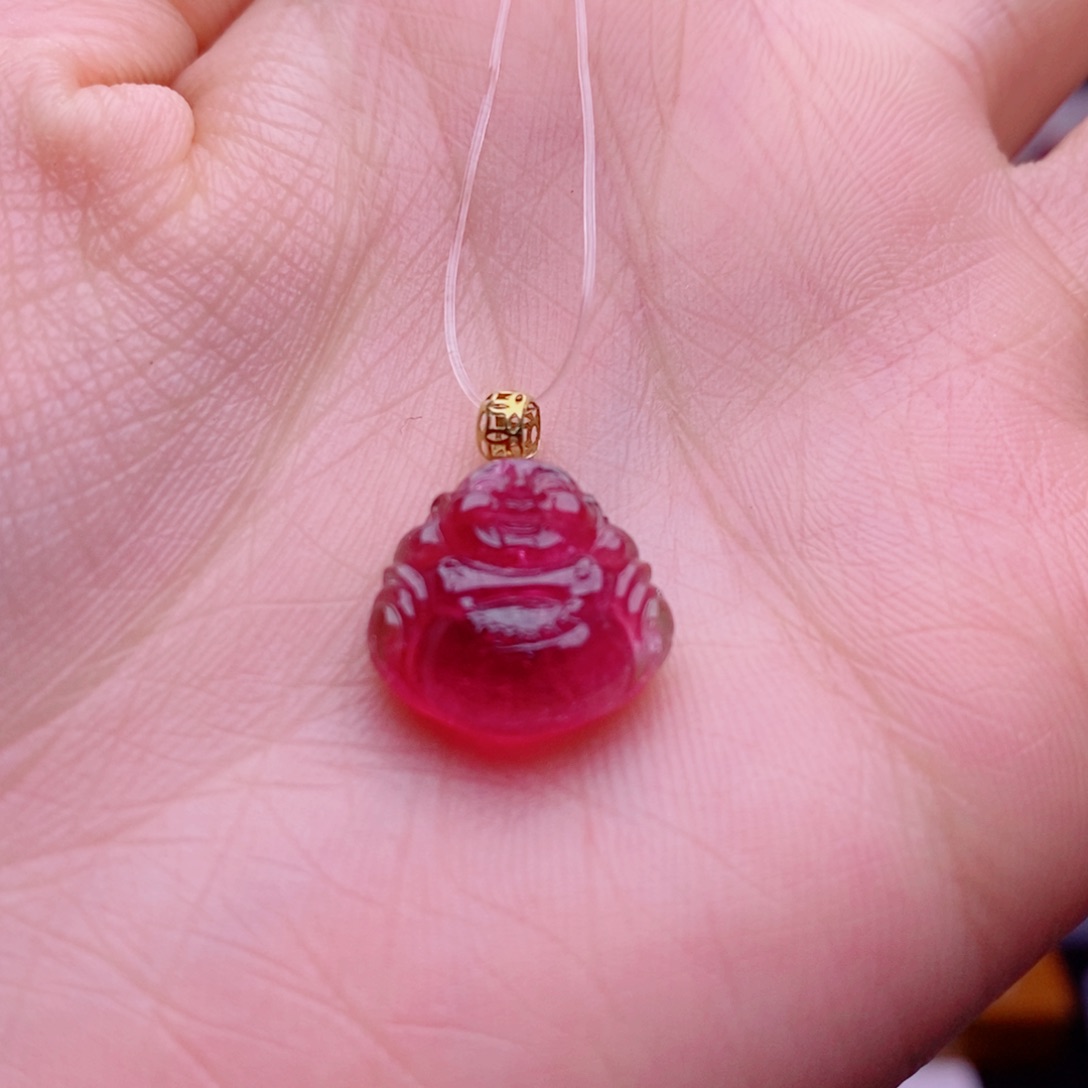 颈饰未镶嵌碧玺佛公吊坠yy