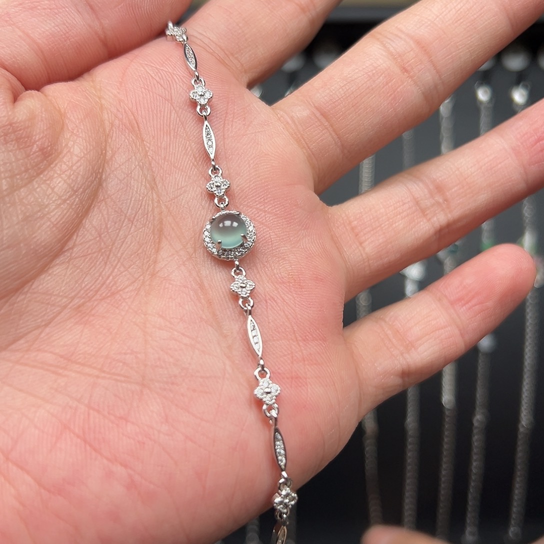 翡翠银S925镶嵌手链