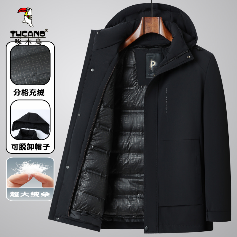 啄木鳥2025男士羽绒服冬季保暖加厚中年休闲加绒百搭潮流中老年商
