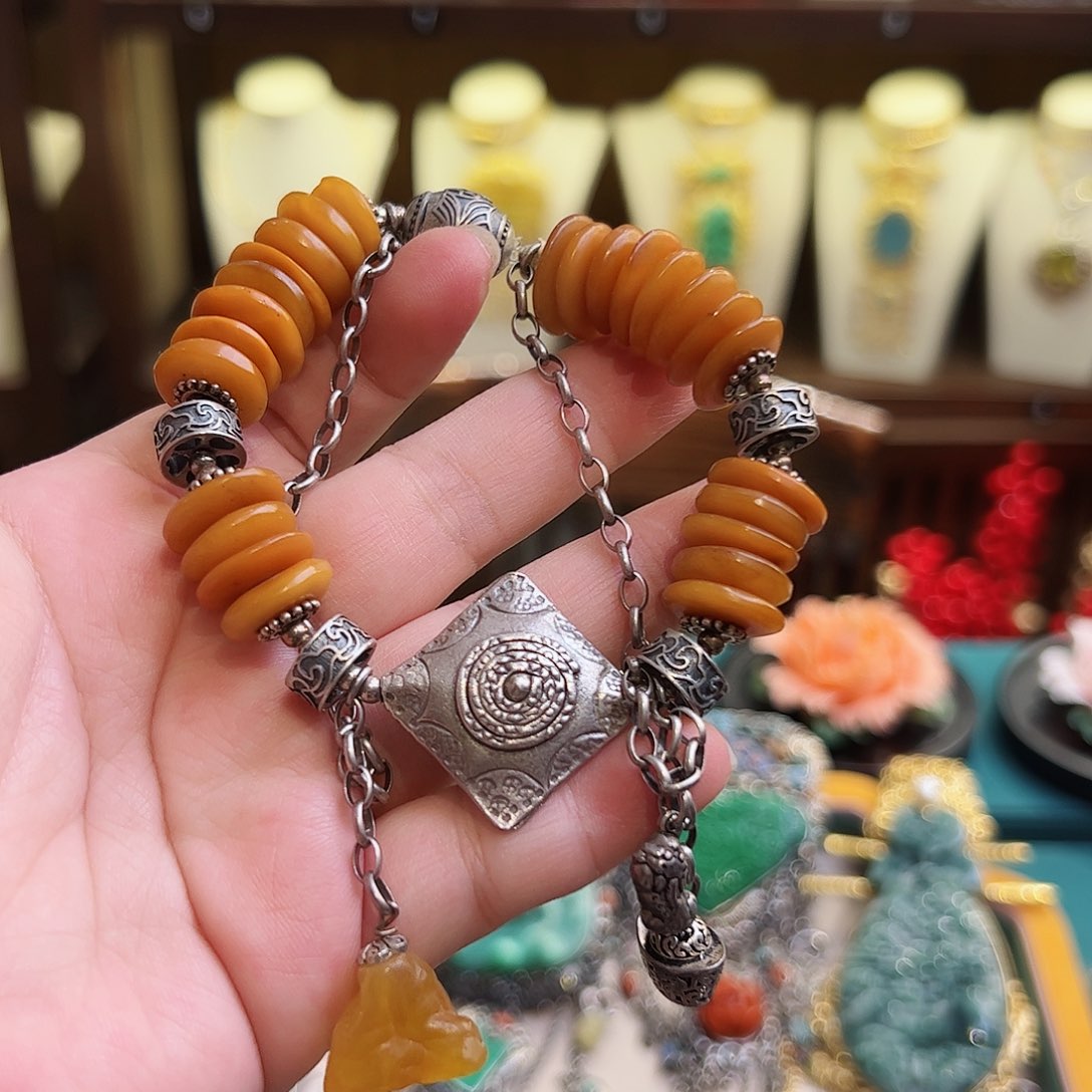 琥珀手链未镶嵌古风