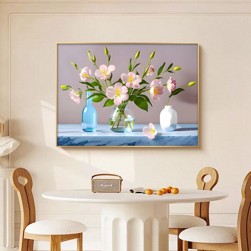 Z67小清新花瓶装饰画餐厅背景墙挂画现代简约饭厅晶瓷画福利