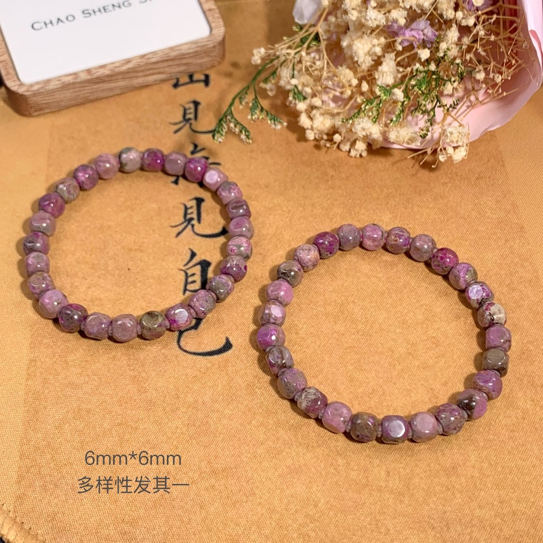 潮生石丨舒俱来六方珠素手串6mm*6mm/多样性发其一/C01879