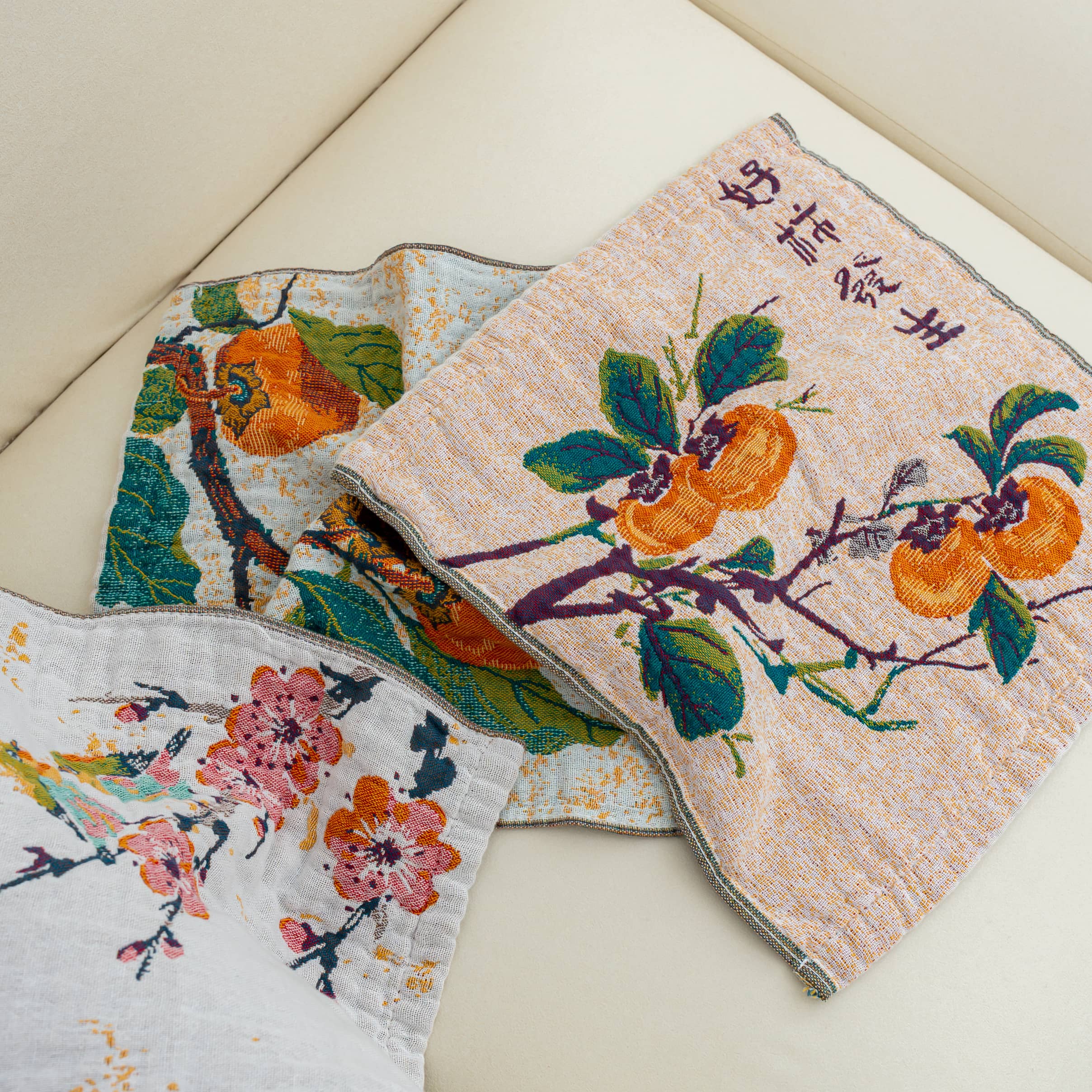 【京かわ会社】纱布方巾36*36 柿子组合