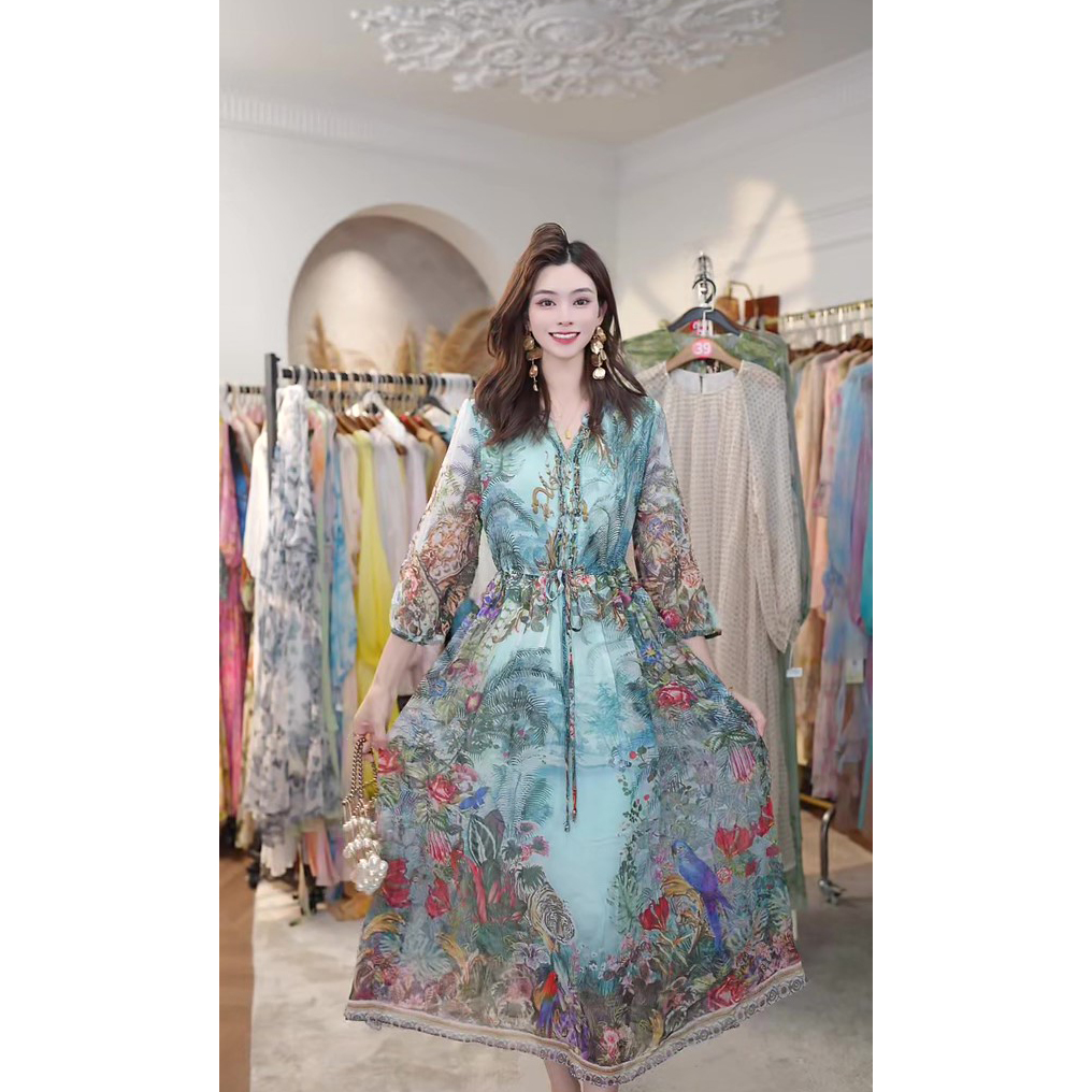 【2024-文文】重磅100桑蚕丝连衣裙YR24D335-13