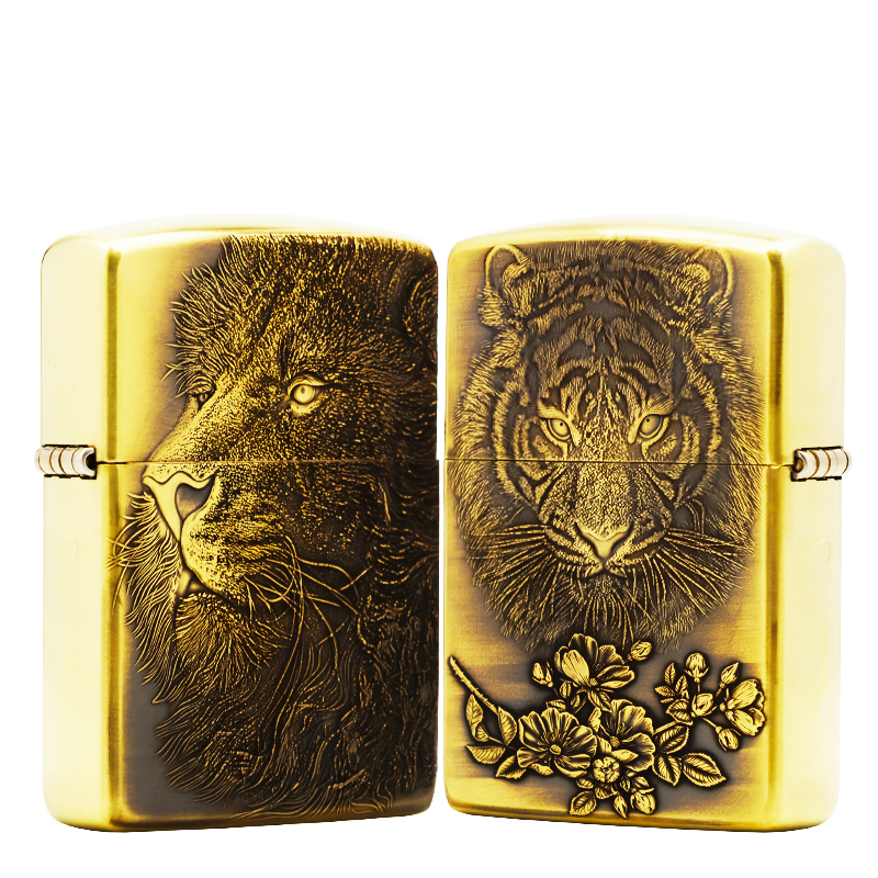 ZIPPO/之宝打火机【狮虎争霸】盔甲机原装正品煤油机DYJ1