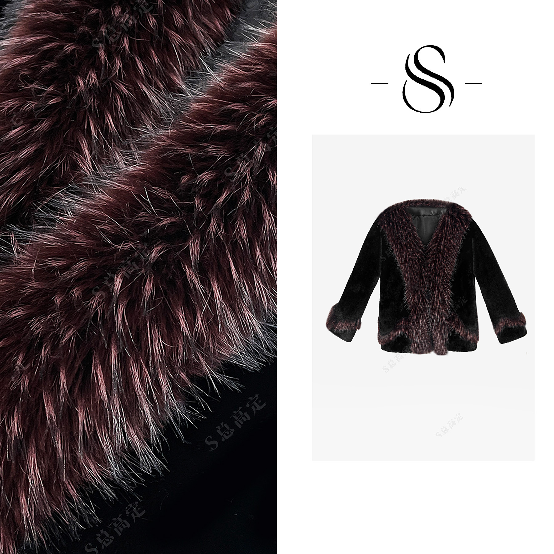 【莎总专属】欧式冬季新款黑红撞色闲百搭气质短外套女D0359