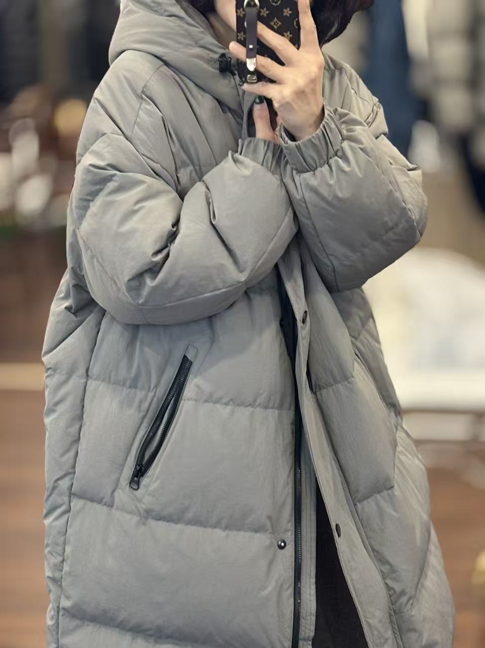 【9515】时尚休闲风长袖长款连帽厚秋冬