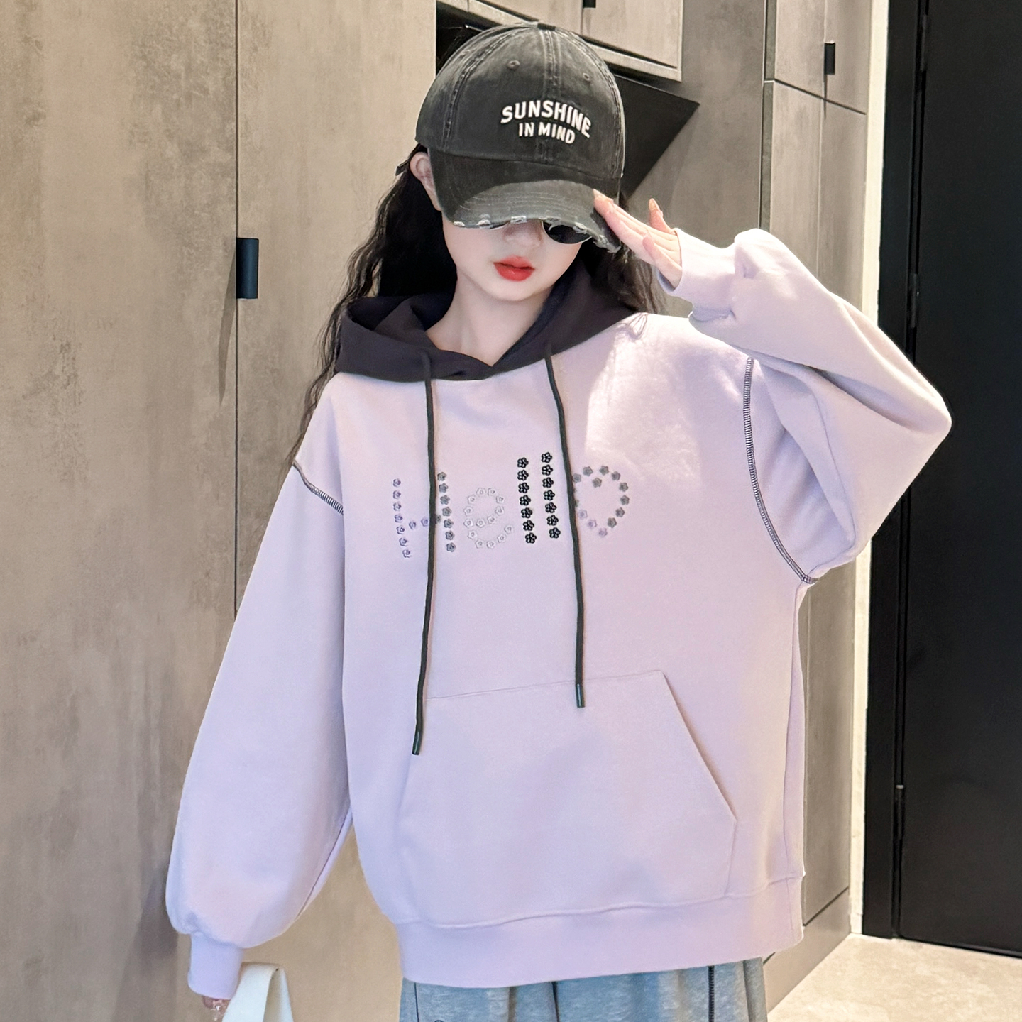 女童秋装卫衣2025新款儿童休闲宽松连帽上衣大童女孩春秋款套头衫