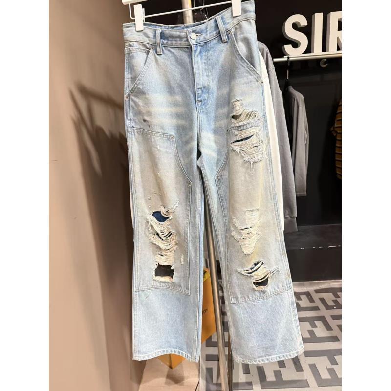 G798【洁】顶奢水洗手绘潮流设计款水洗破洞牛仔裤