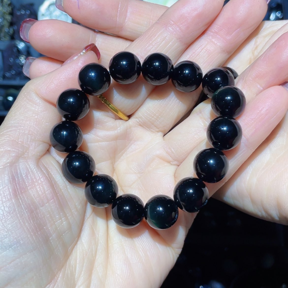 【闪购商品】黑曜岩手链未镶嵌晚**?