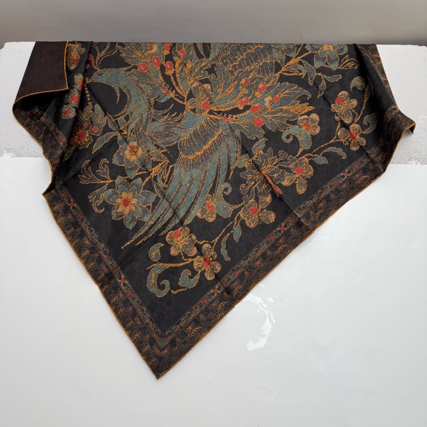 丝纡-琉璃翠 30姆米玫瑰金丝香云纱桑蚕丝105*105围巾披肩