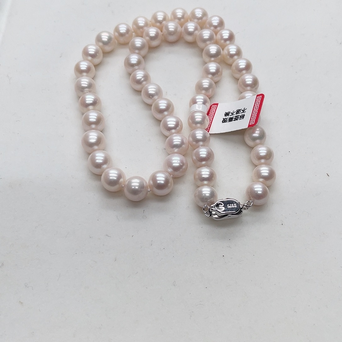 淡水珍珠项链银S925镶嵌9-10mmC款