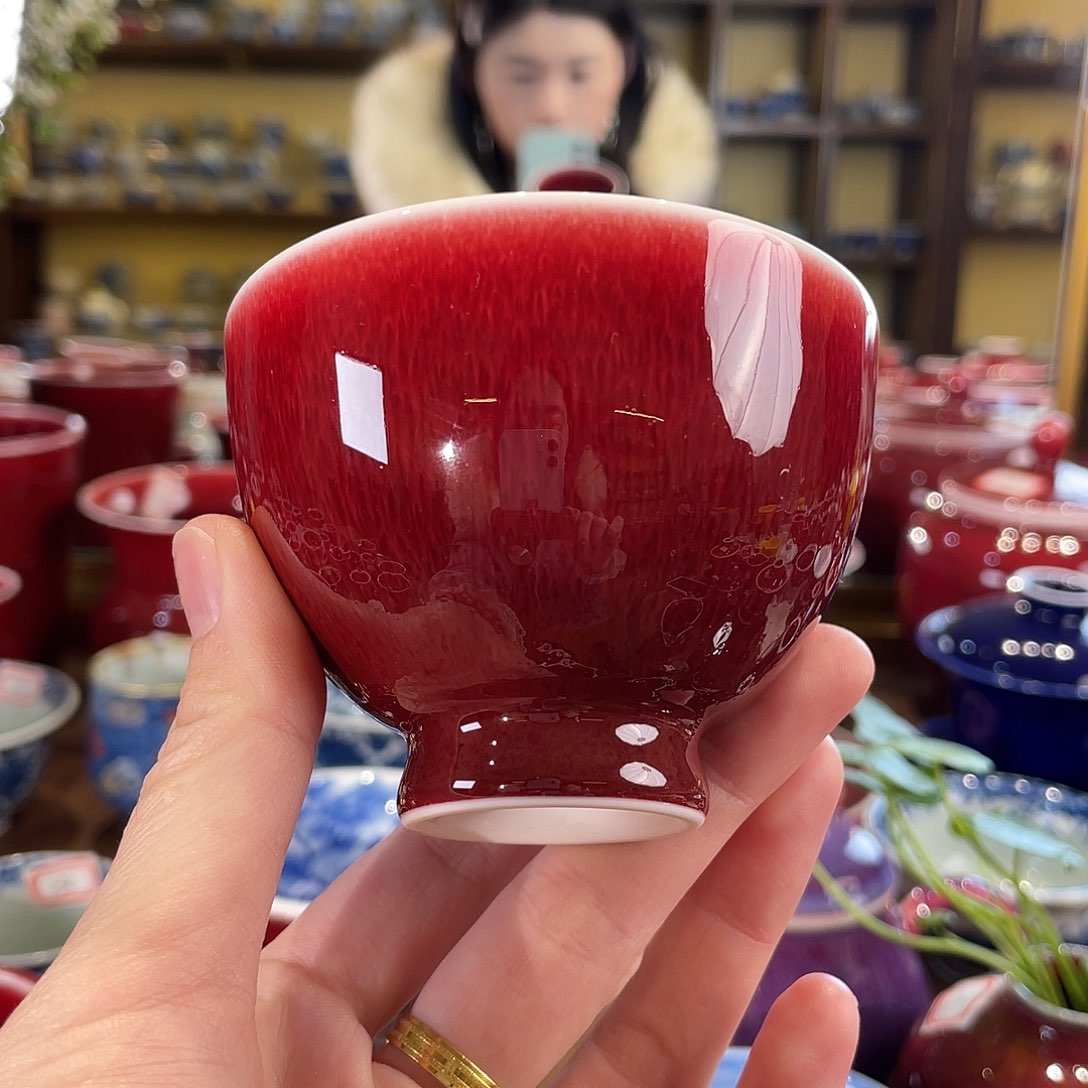 清欢雅玩原矿郎红福利鸡心杯