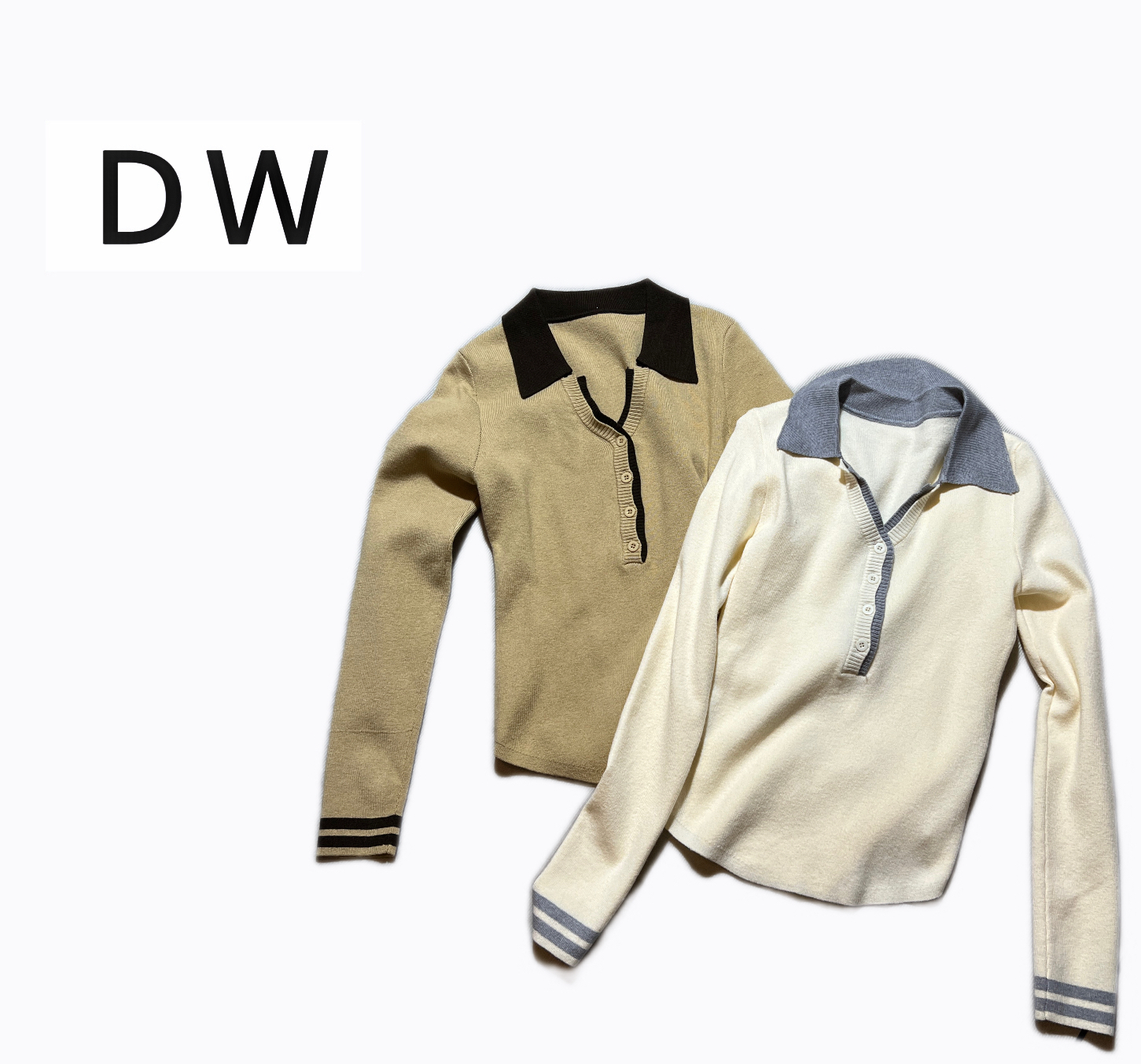 【希希心选】撞色毛针织衫针织长袖上衣针织衫翻领不起球女装秋季