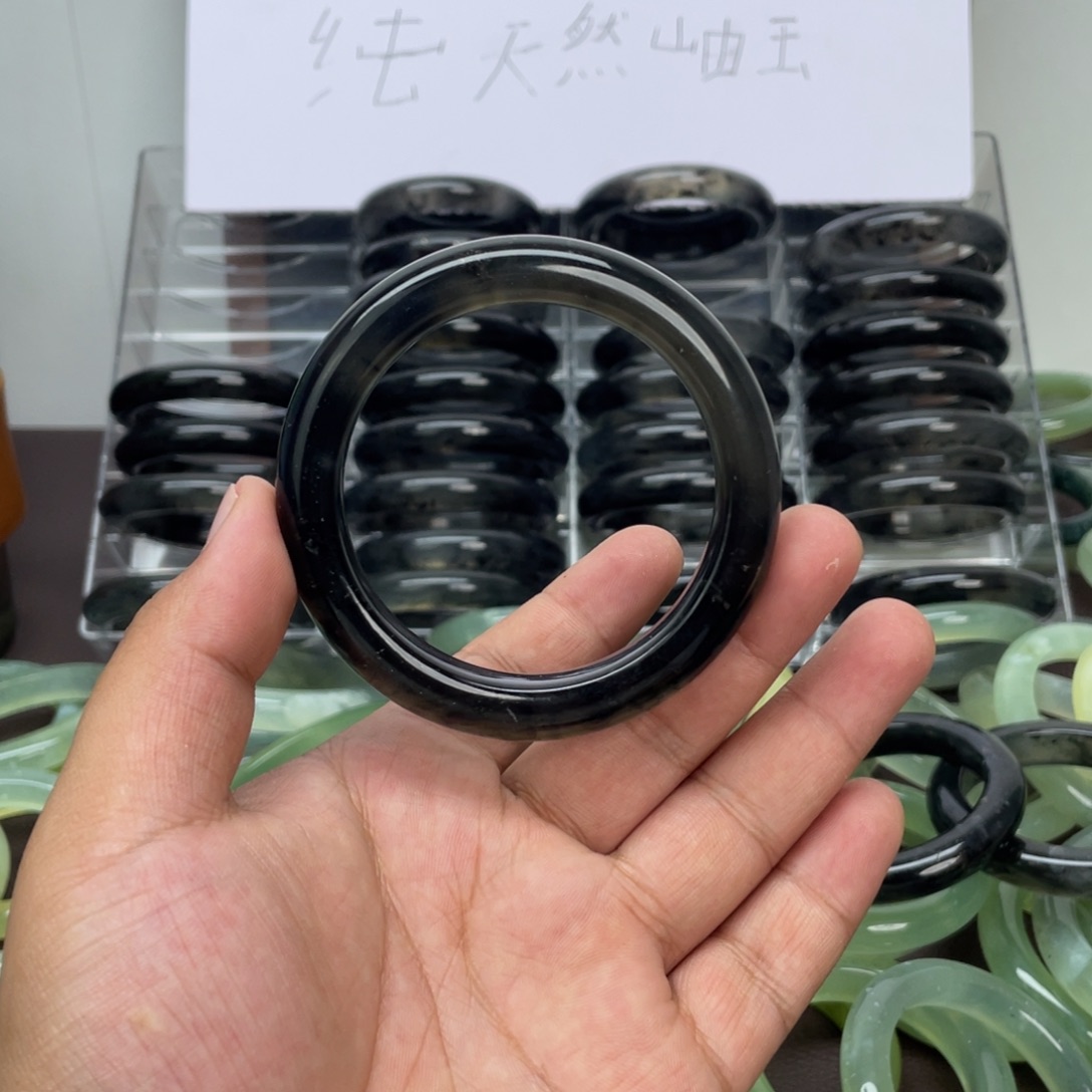 蛇纹石玉未镶嵌手镯黑***葵