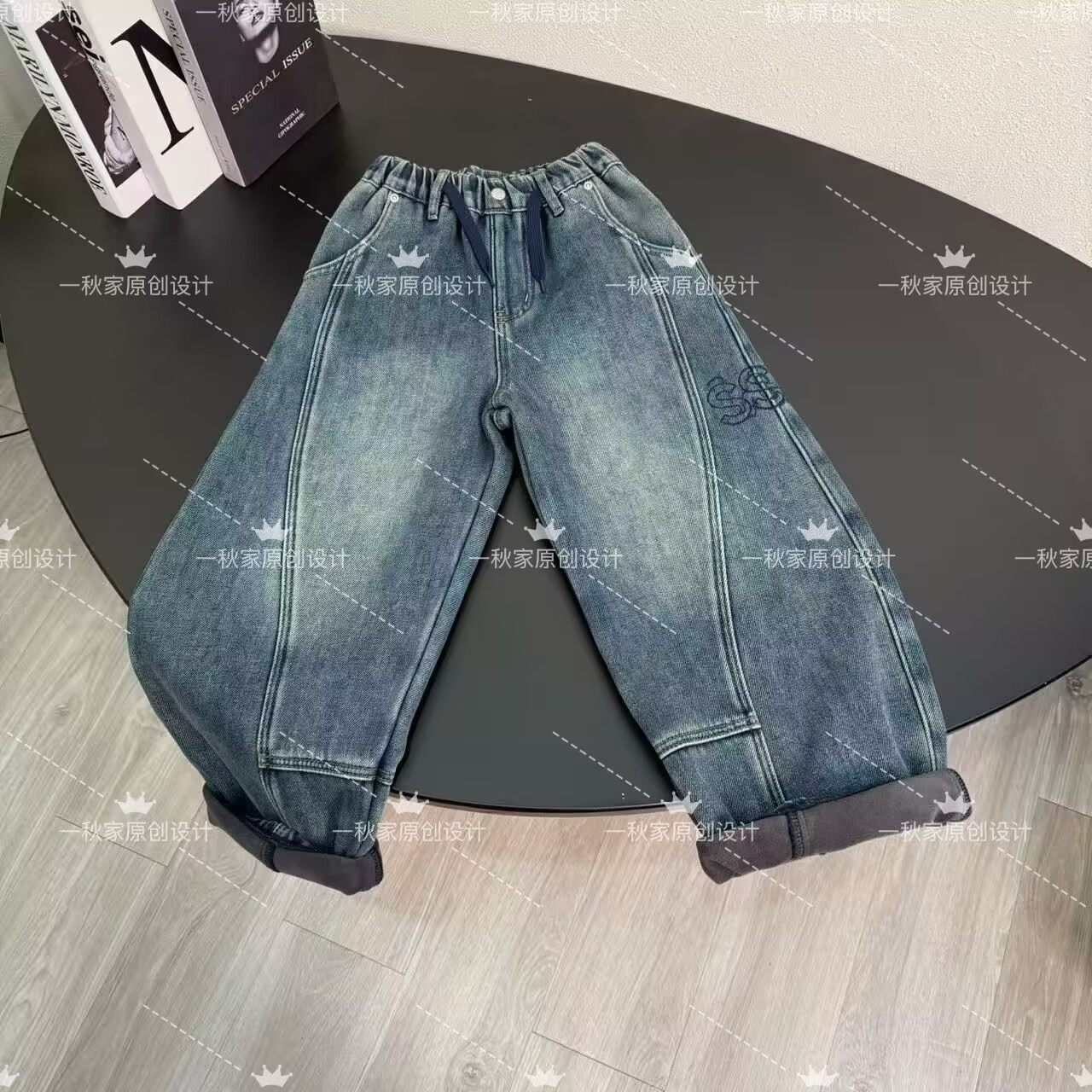 品牌童装儿童加绒加厚牛仔裤2025冬季新款中大童宽松百搭休闲裤子