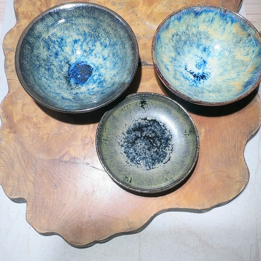 茶盏轻*语柴窑落灰烧茶盏一只微瑕