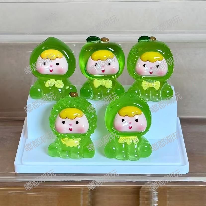 【荧光绿水果崽崽】树脂萌粒透色荧光绿高透水果崽崽可爱DIY摆件