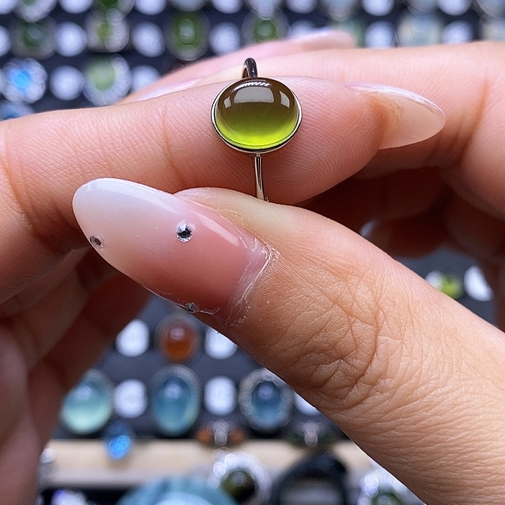 岫玉戒指银S925镶嵌戒指