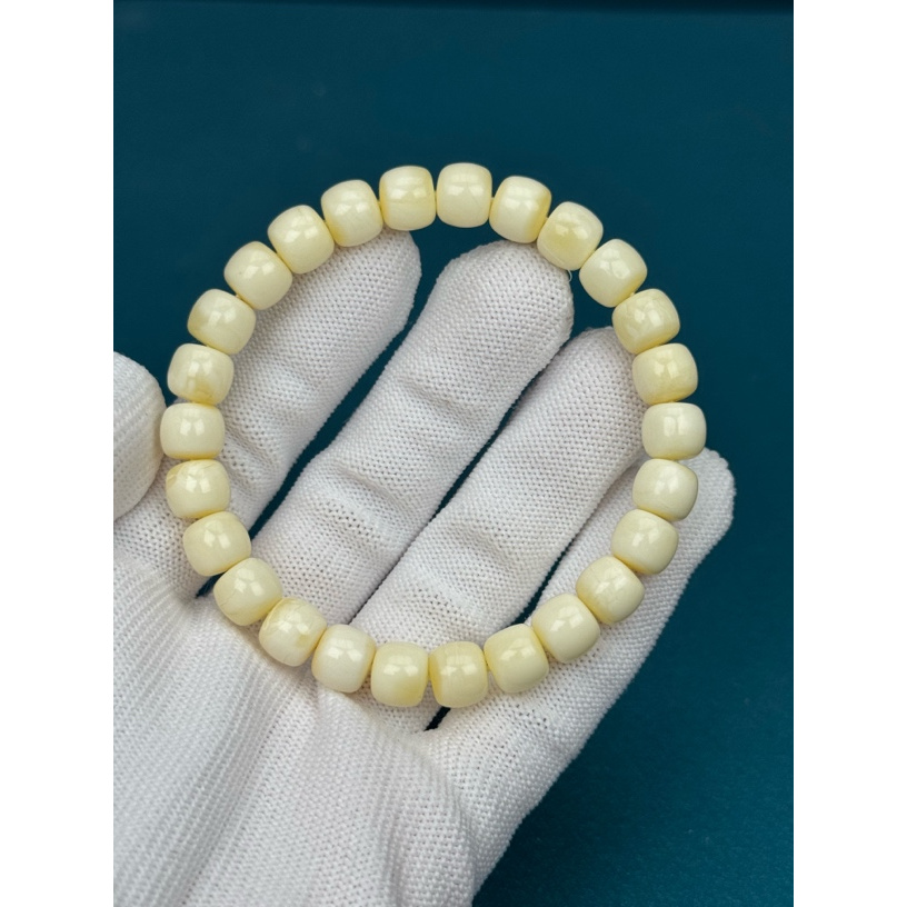 Y1426天然原矿蜜蜡 瓷白蜡手串8.5*7.3mm 9.4克 80克价